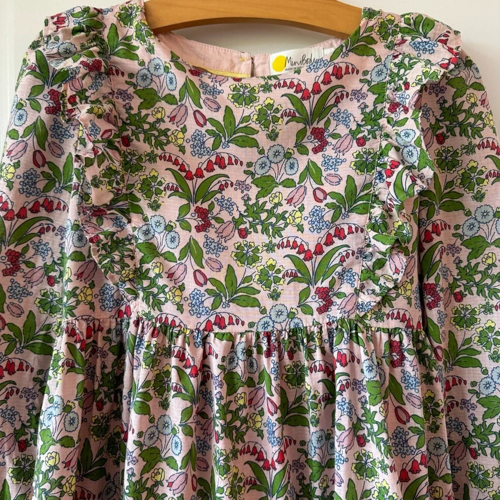 Girls Mini Boden Wildflower Tiered Dress - Picture 3 of 7
